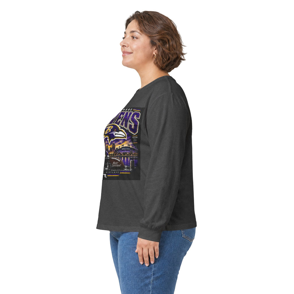 Baltimore Ravens Skyline Tee - Unisex Ultra Cotton Long Sleeve Tee