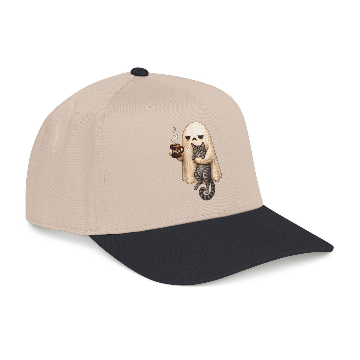 Meh Ghost and Gray Tabby Cat - OTTO Baseball Hat