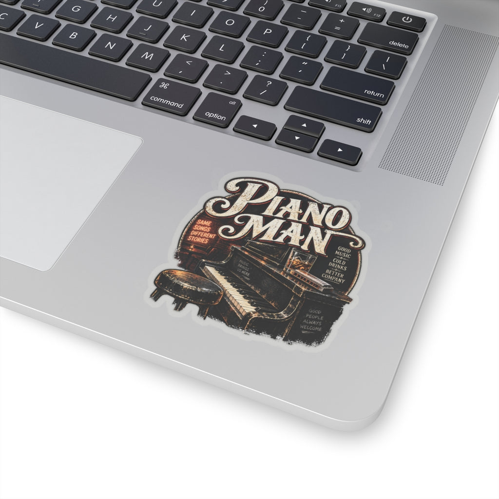 Piano Man Retro Bar - Kiss-Cut Sticker