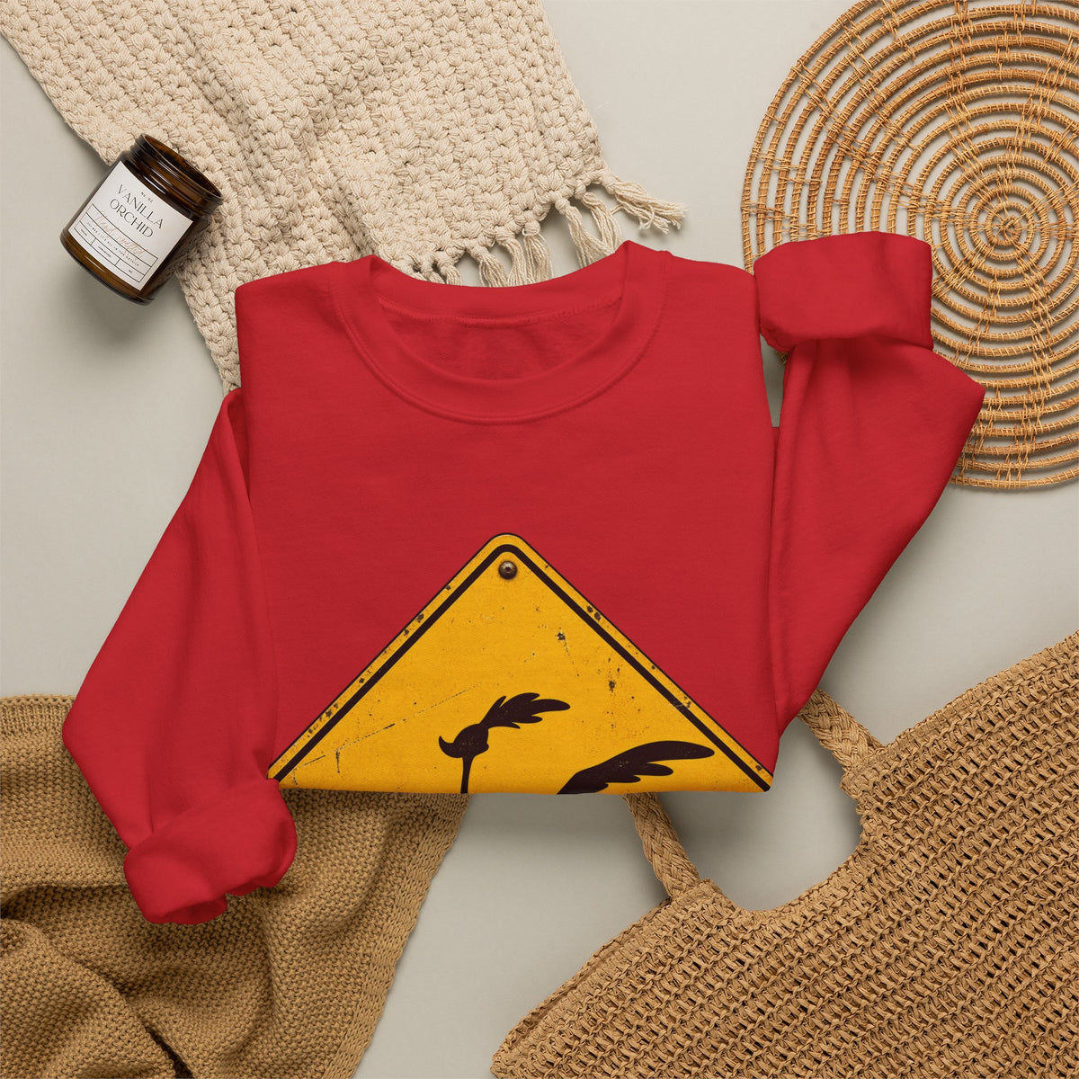 Roadrunner Yellow Diamond Sign - Crewneck Sweatshirt