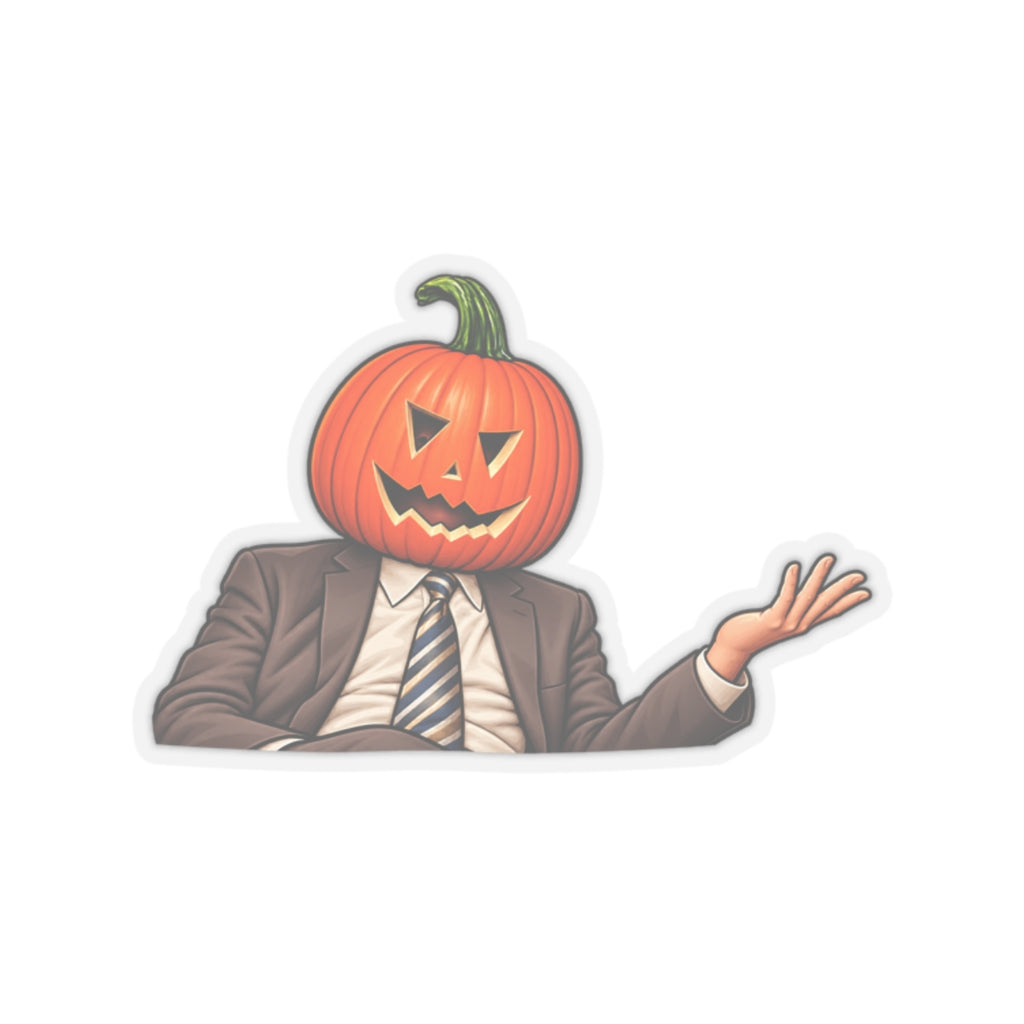 Pumpkin Head Office Cartoon - Kiss-Cut Sticker