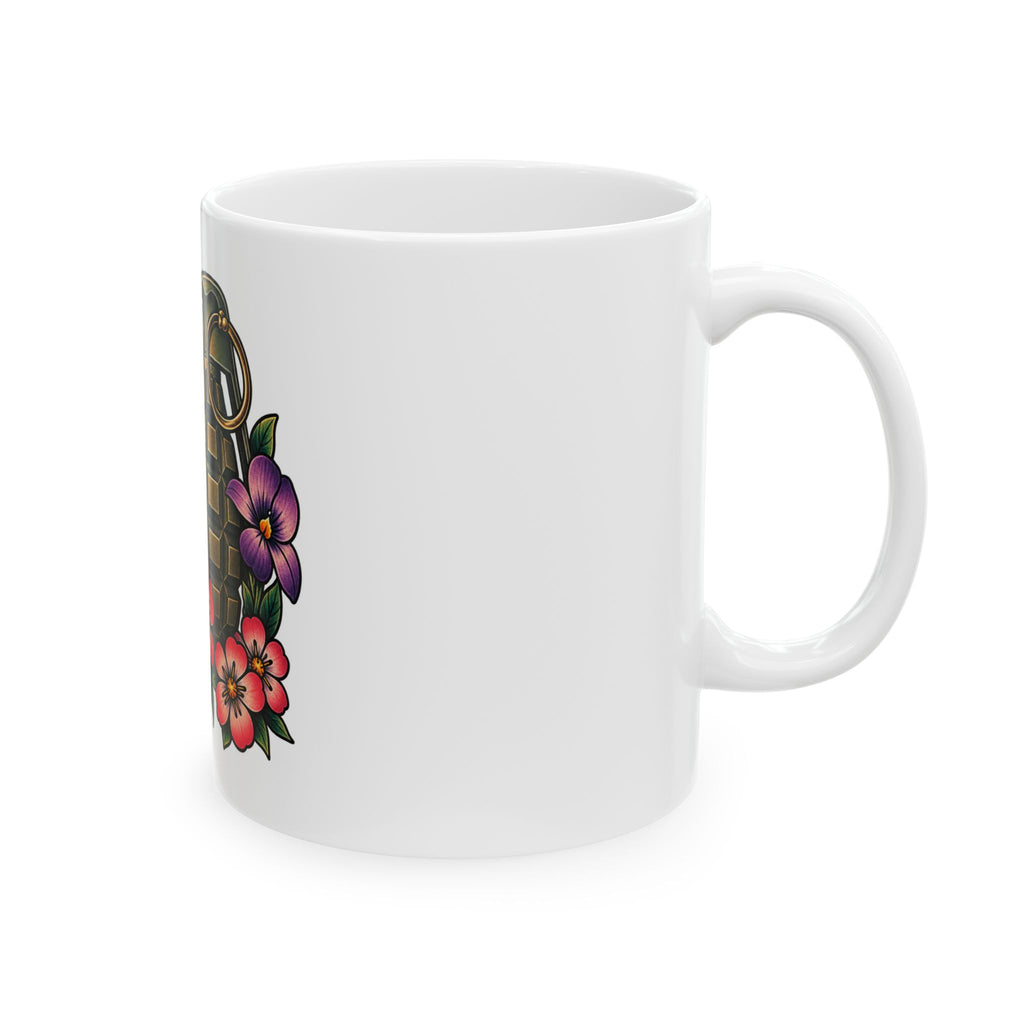 Fragile Like a Bomb - Floral Grenade - Ceramic Mug 11oz and 15oz