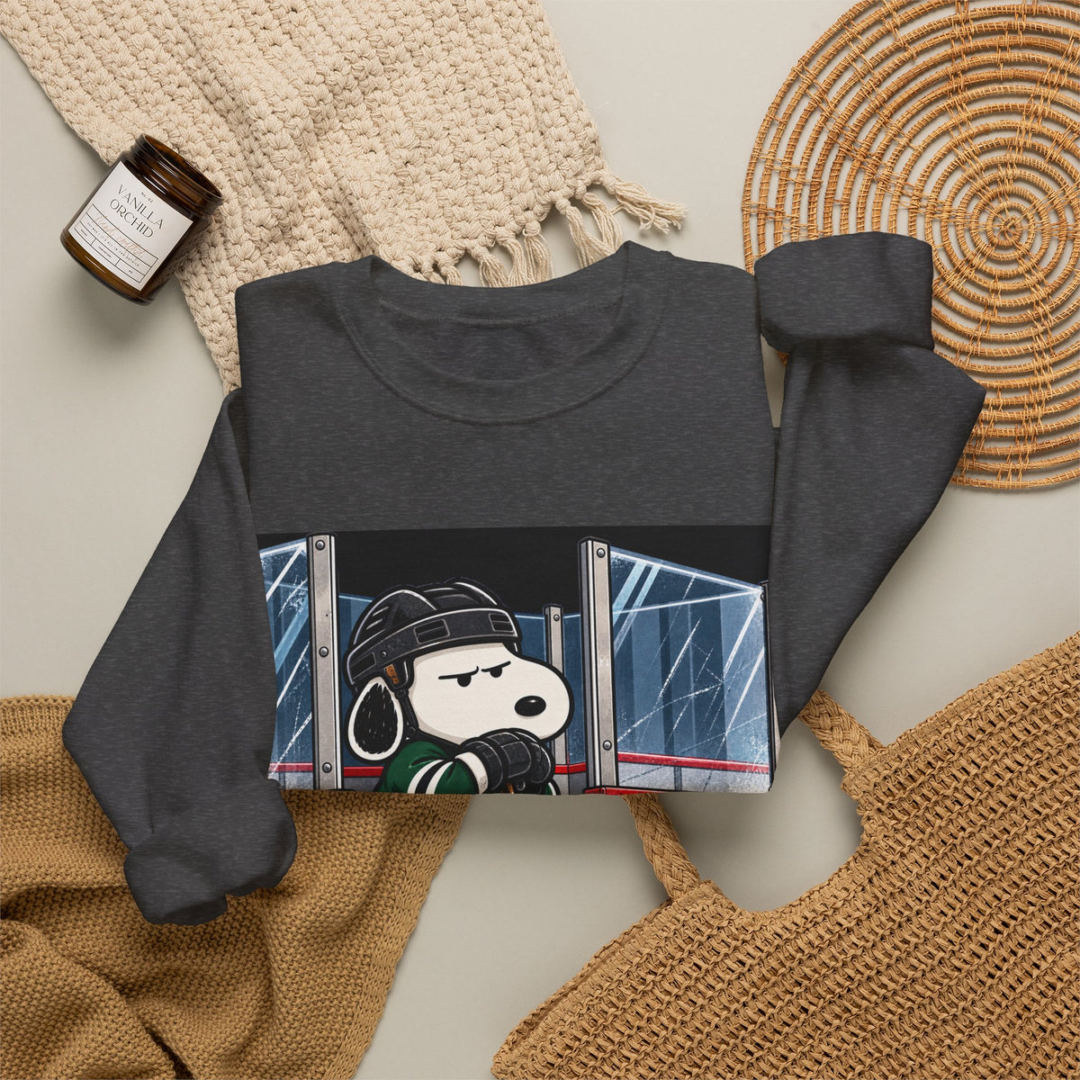 Snoopy Hockey Penalty Box Green - Crewneck Sweatshirt