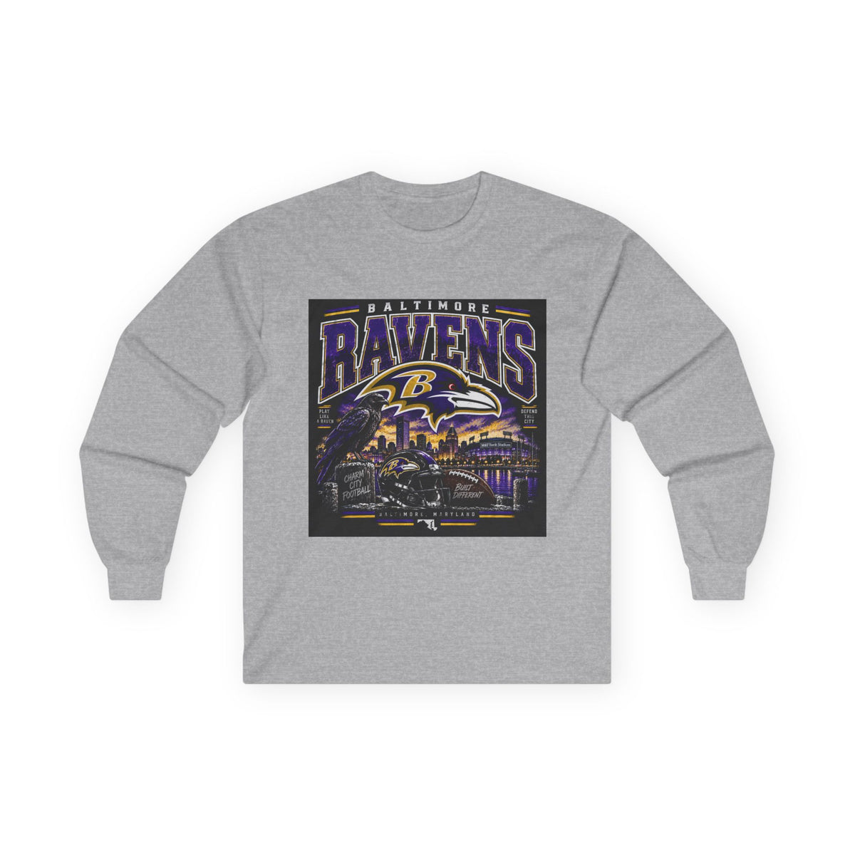 Baltimore Ravens Skyline Tee - Unisex Ultra Cotton Long Sleeve Tee