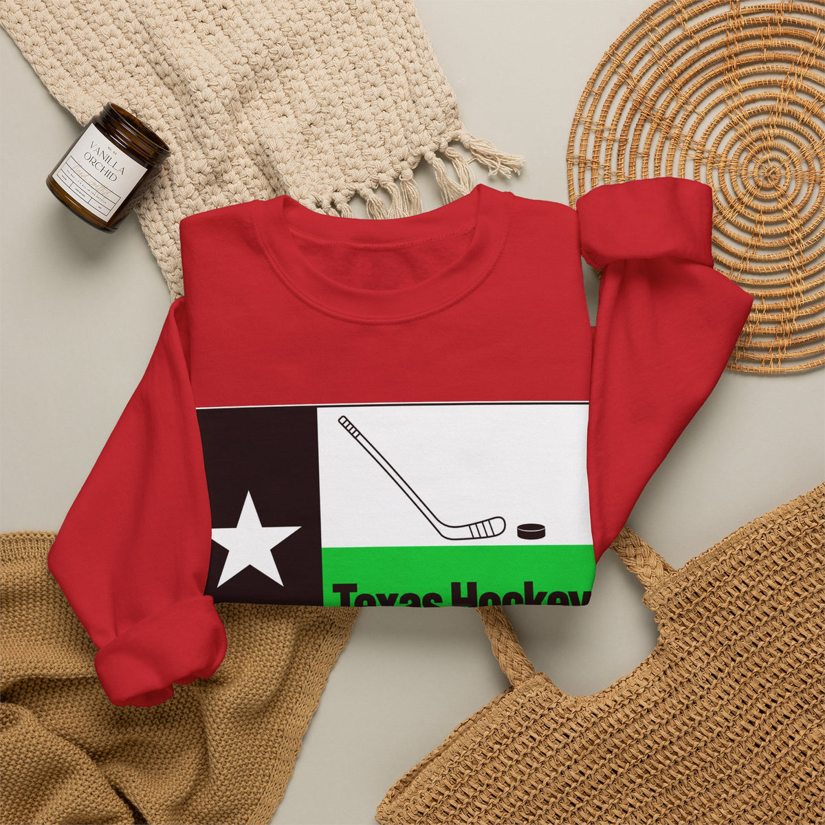 Texas Hockey Flag - Crewneck Sweatshirt
