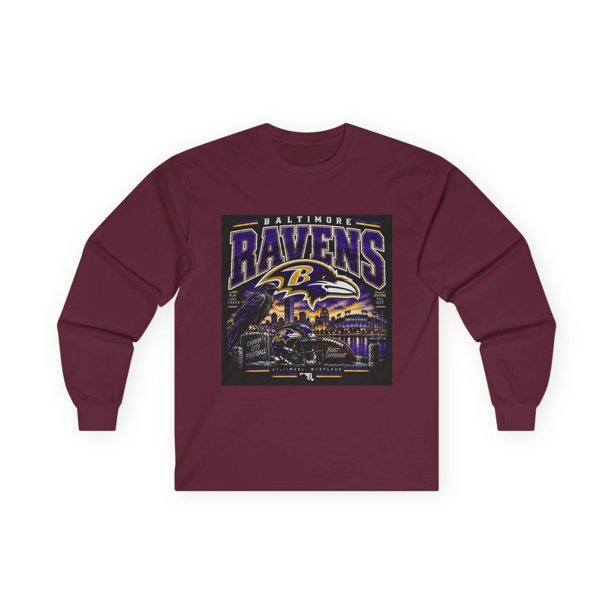 Baltimore Ravens Skyline Tee - Unisex Ultra Cotton Long Sleeve Tee