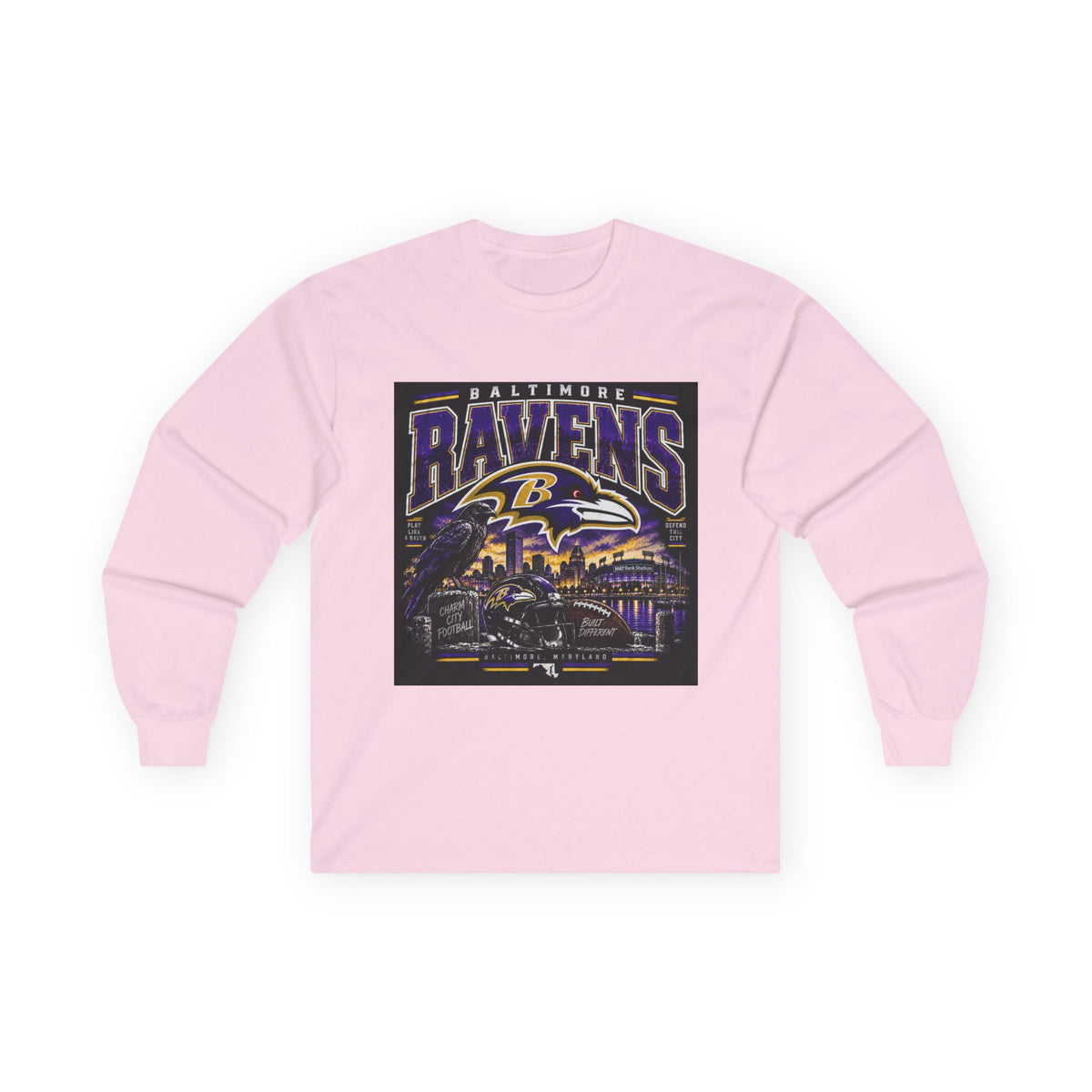 Baltimore Ravens Skyline Tee - Unisex Ultra Cotton Long Sleeve Tee