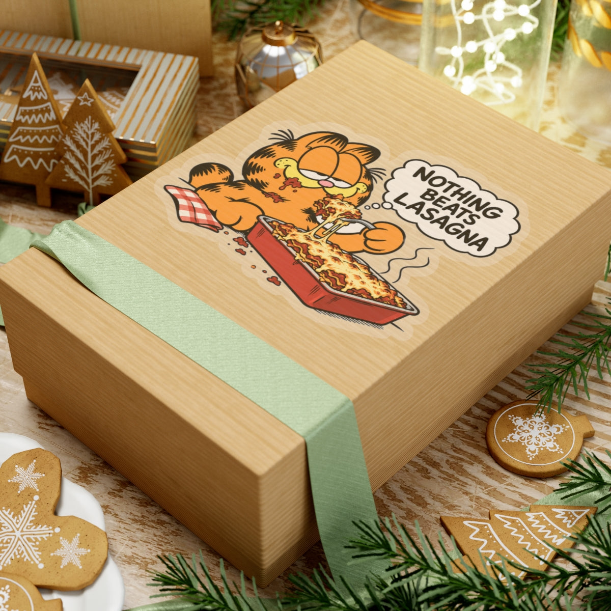 Nothing Beats Lasagna - Kiss-Cut Sticker