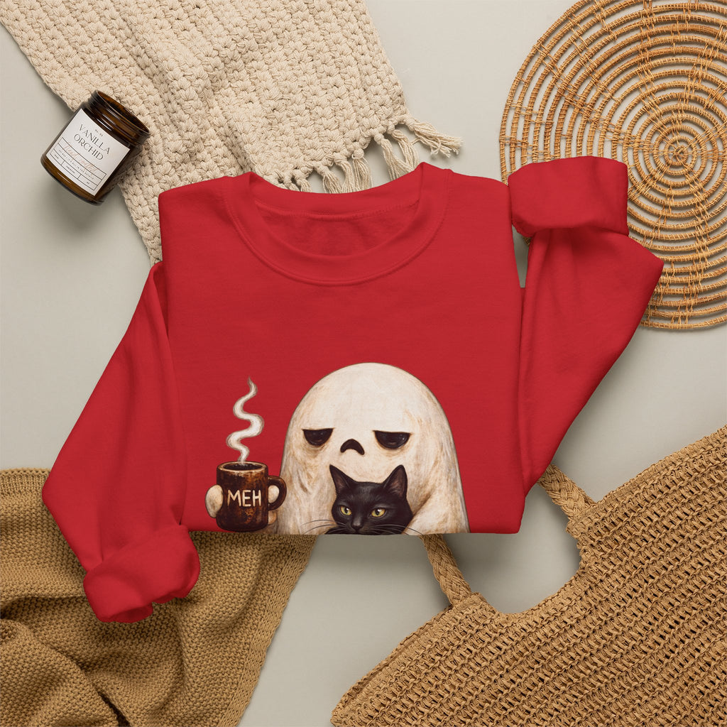 Meh Ghost and Black Cat - Crewneck Sweatshirt