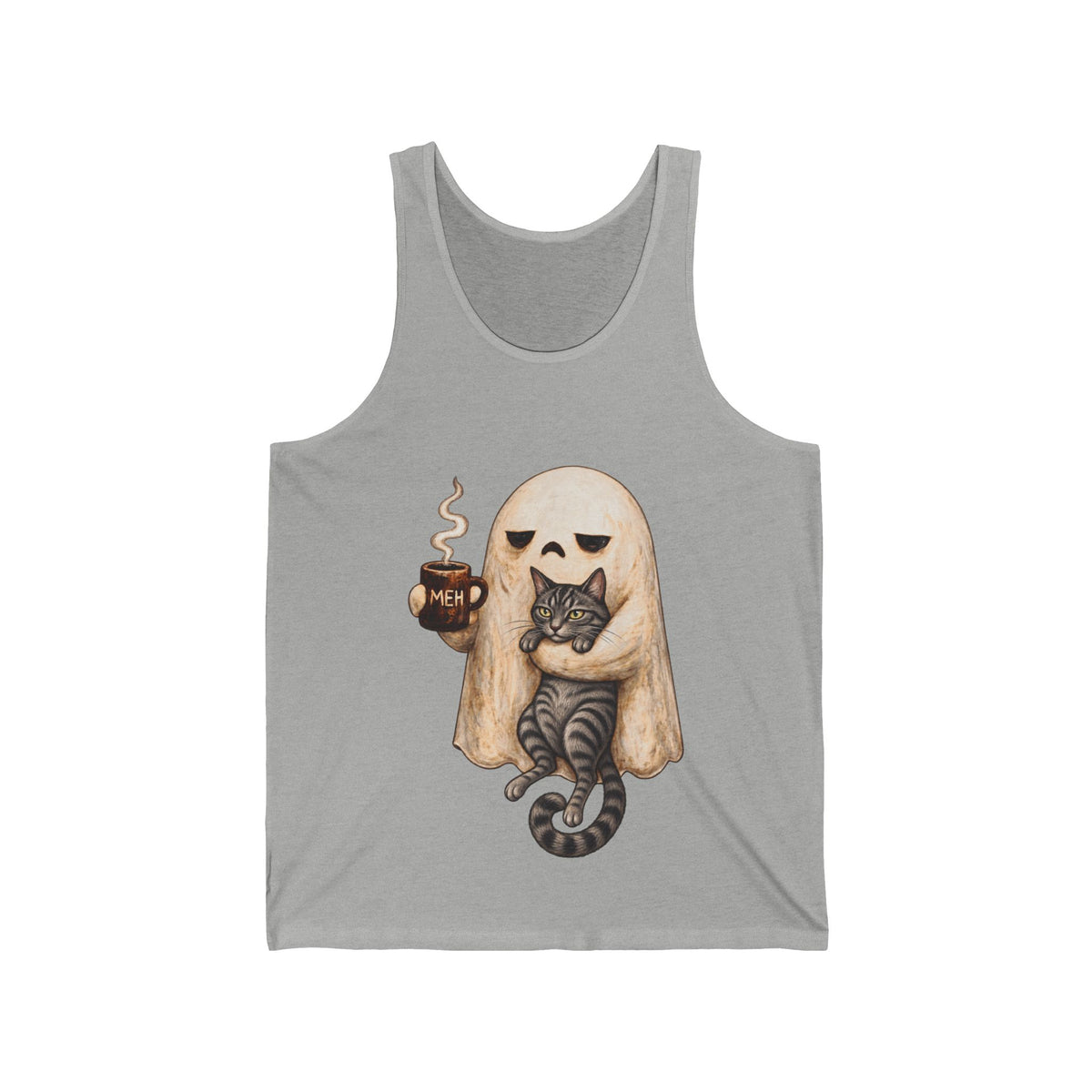 Meh Ghost and Gray Tabby Cat - Athletic Tank
