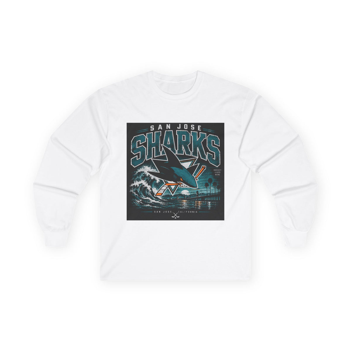 Sharks Wave Hockey Tee - Unisex Ultra Cotton Long Sleeve Tee