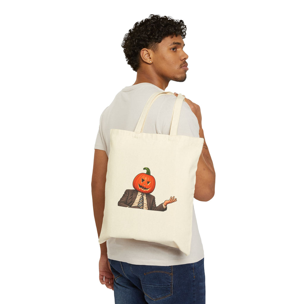 Pumpkin Head Office Cartoon - Canvas Tote