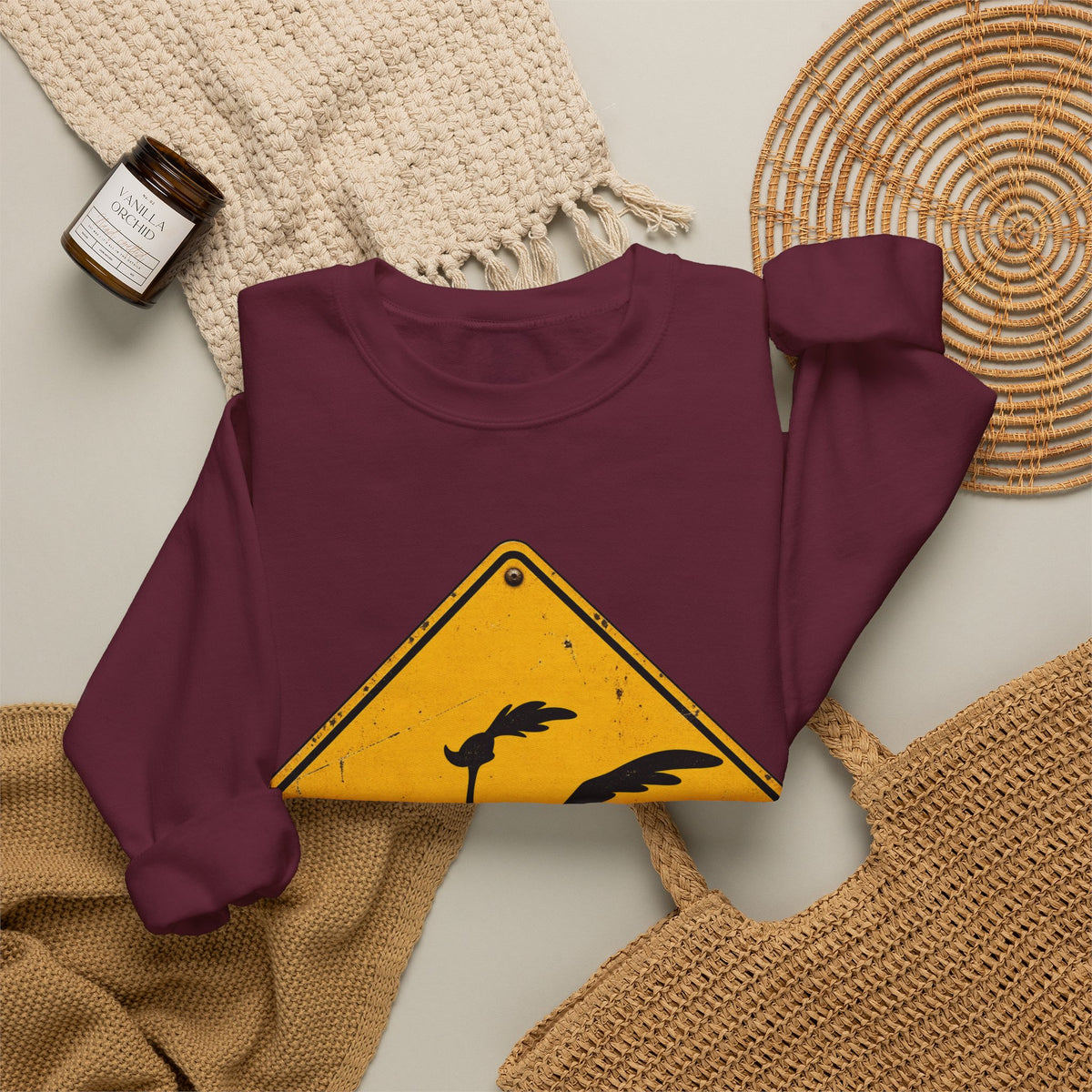 Roadrunner Yellow Diamond Sign - Crewneck Sweatshirt