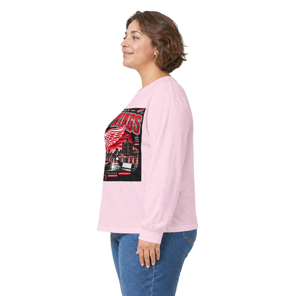 Detroit Red Wings Hockey Skyline - Unisex Ultra Cotton Long Sleeve Tee