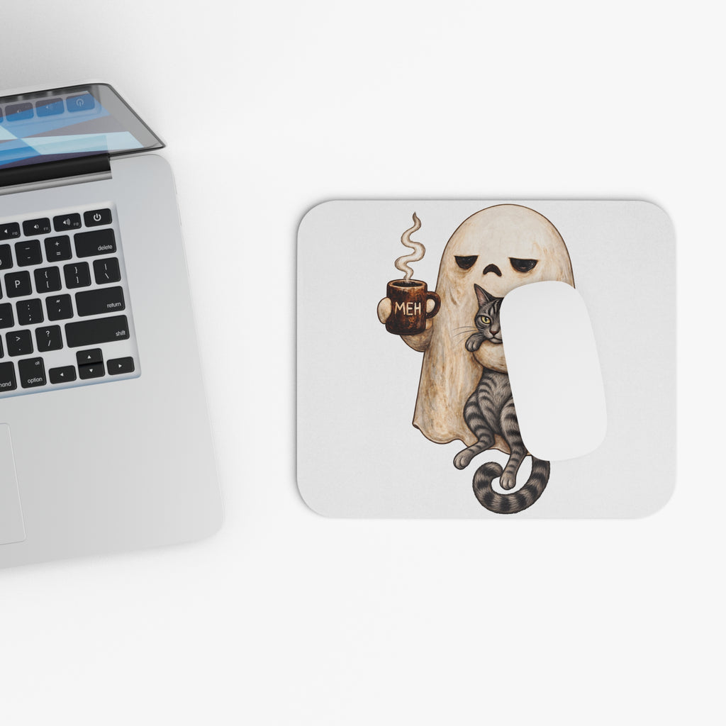 Meh Ghost and Gray Tabby Cat - Mouse Pad