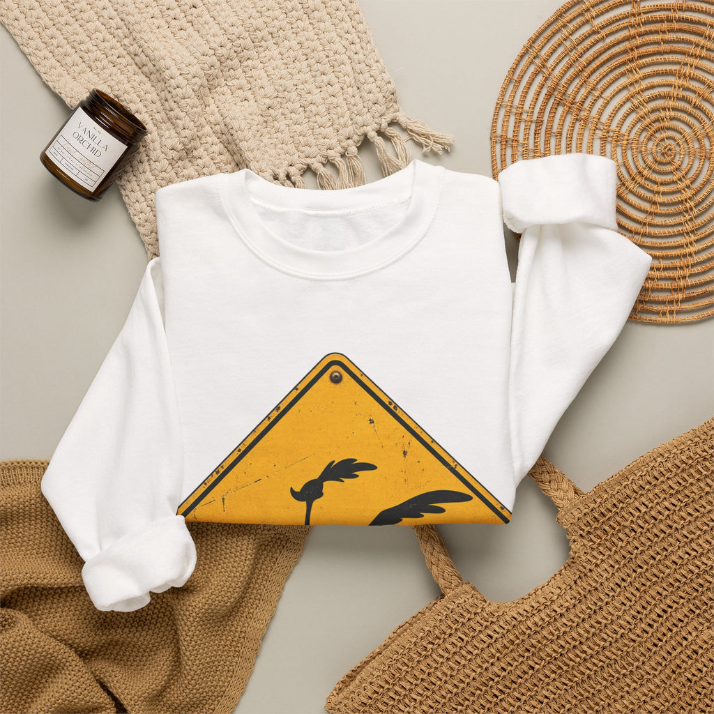 Roadrunner Yellow Diamond Sign - Crewneck Sweatshirt
