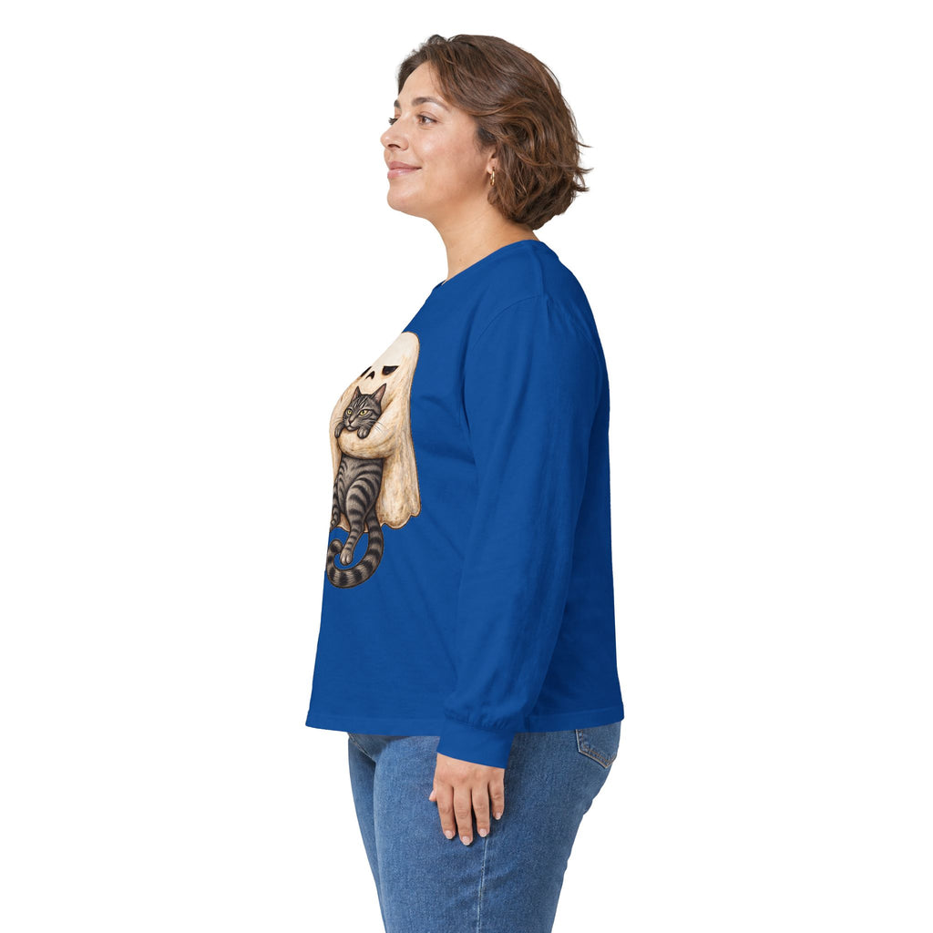 Meh Ghost and Gray Tabby Cat - Unisex Ultra Cotton Long Sleeve Tee