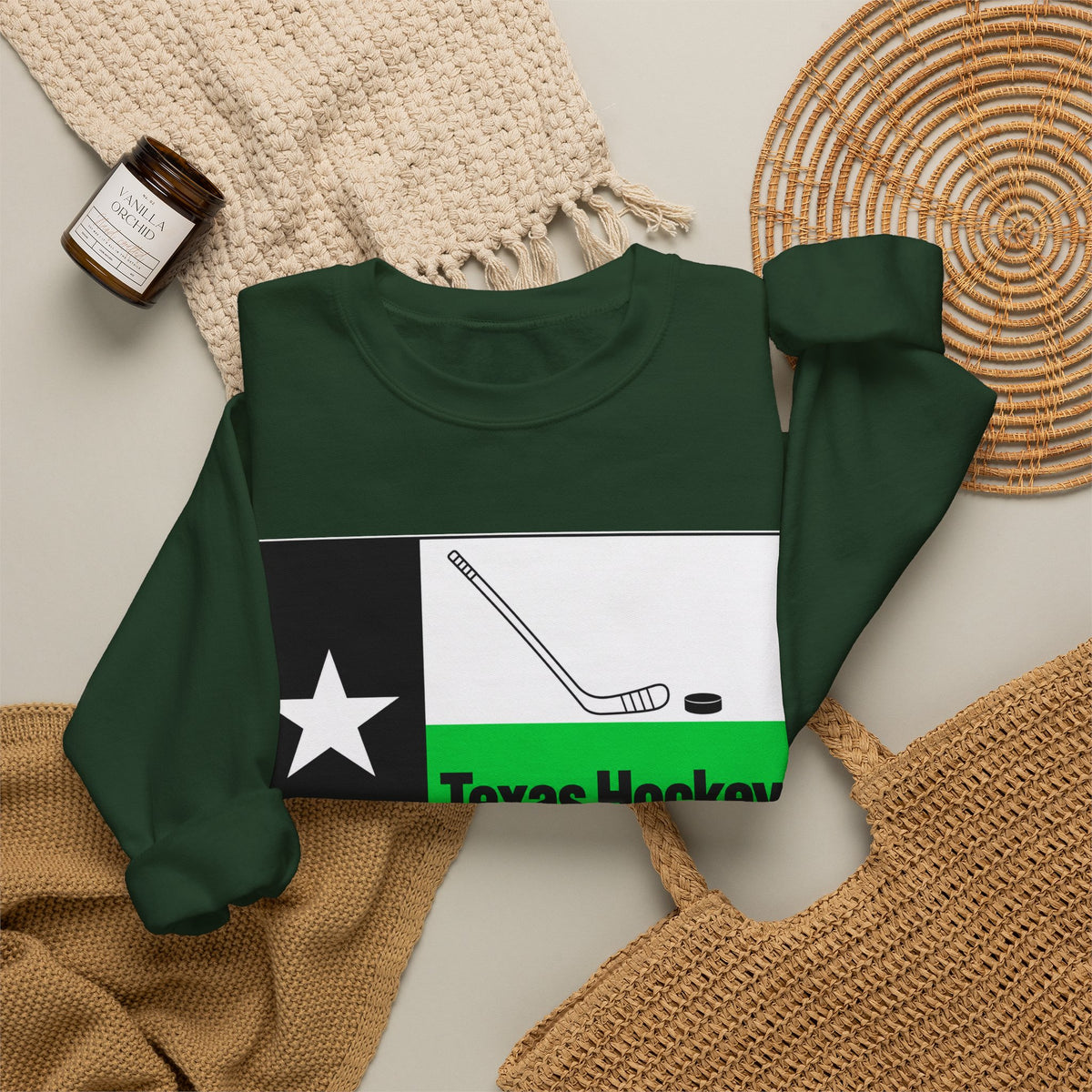 Texas Hockey Flag - Crewneck Sweatshirt