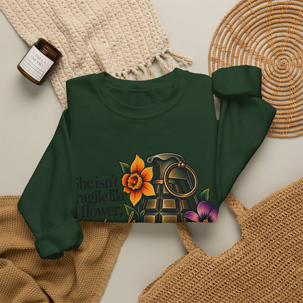 Fragile Like a Bomb - Floral Grenade - Crewneck Sweatshirt