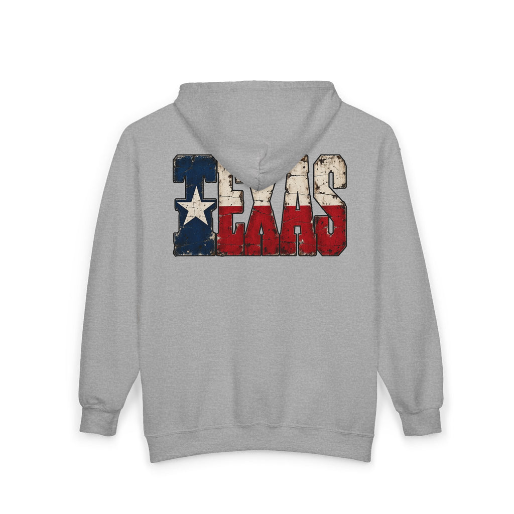 Texas Flag Block Letters - Full-Zip Hooded Sweatshirt