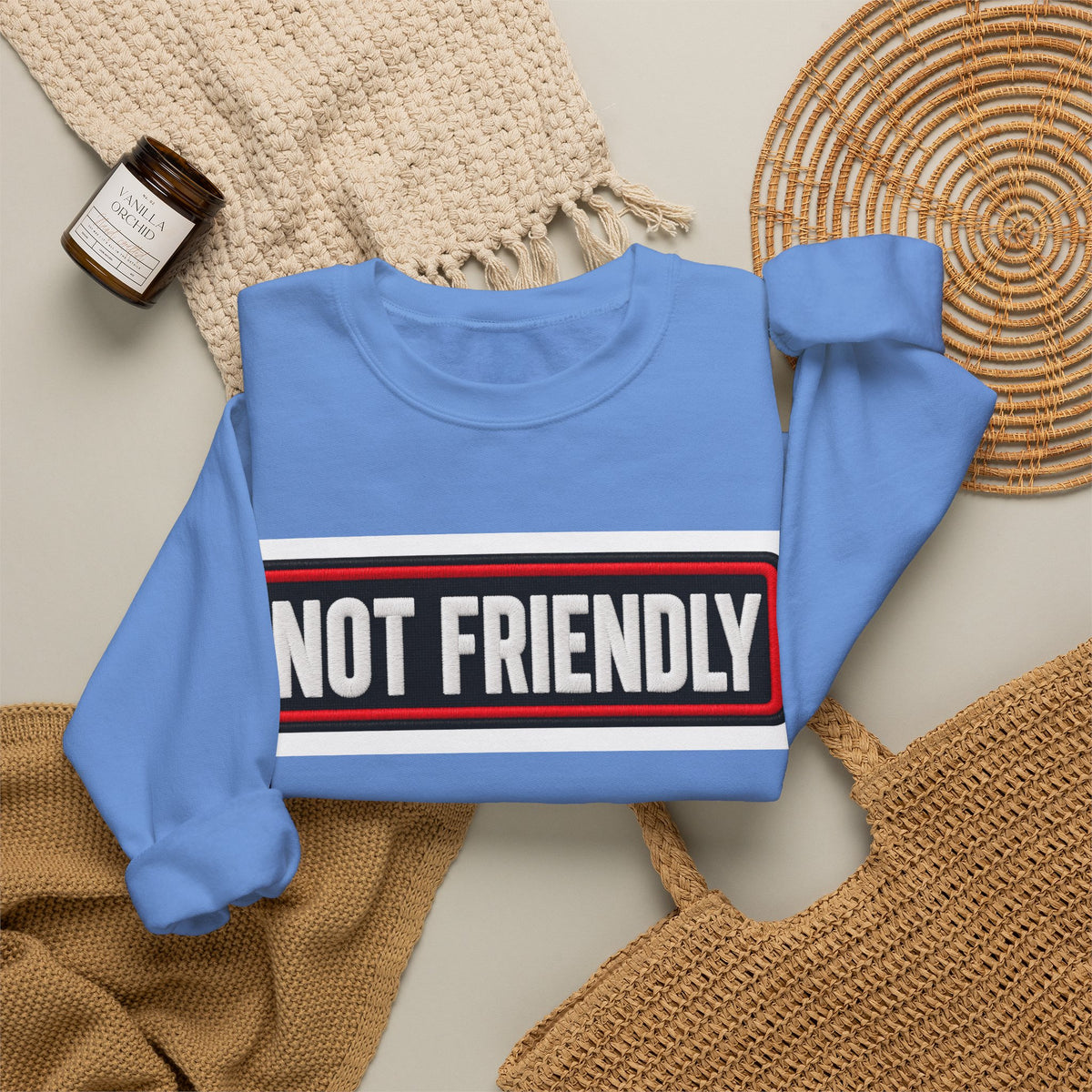 Not Friendly - Service Dog Patch - Crewneck Sweatshirt
