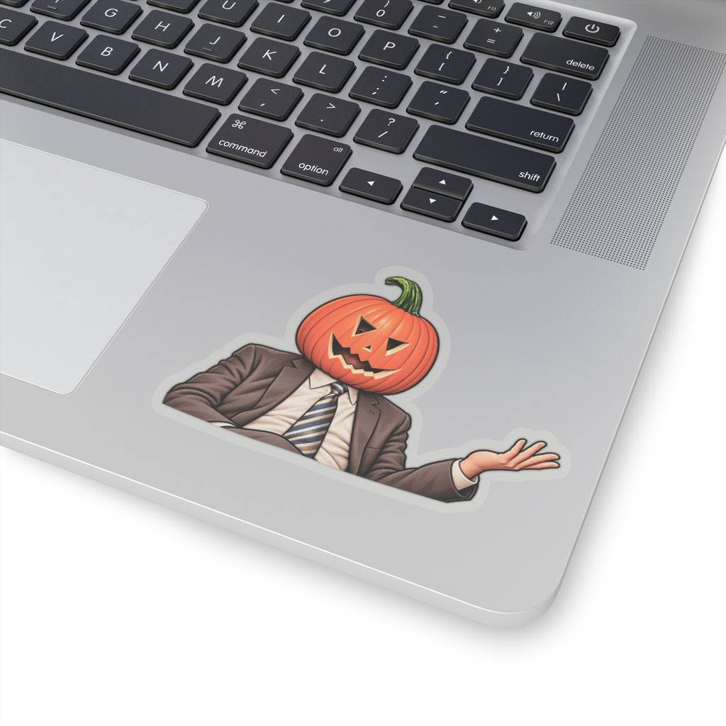 Pumpkin Head Office Cartoon - Kiss-Cut Sticker