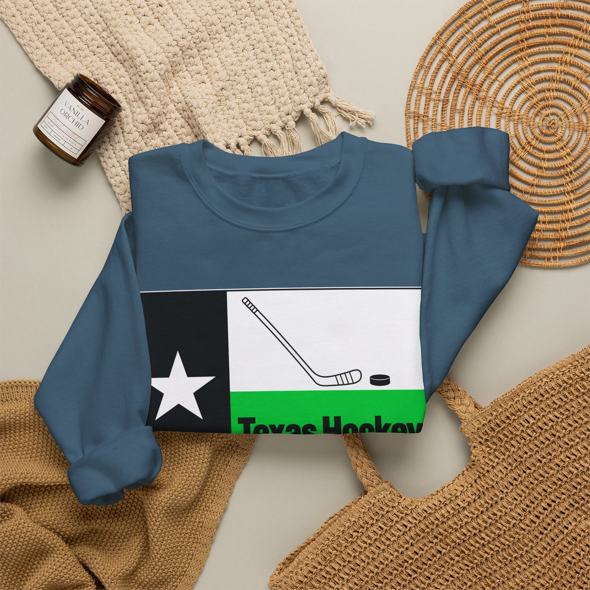 Texas Hockey Flag - Crewneck Sweatshirt