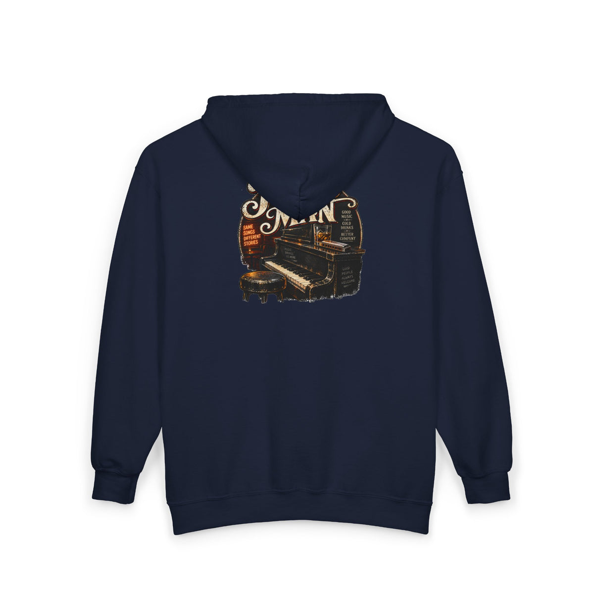 Piano Man Retro Bar - Full-Zip Hooded Sweatshirt