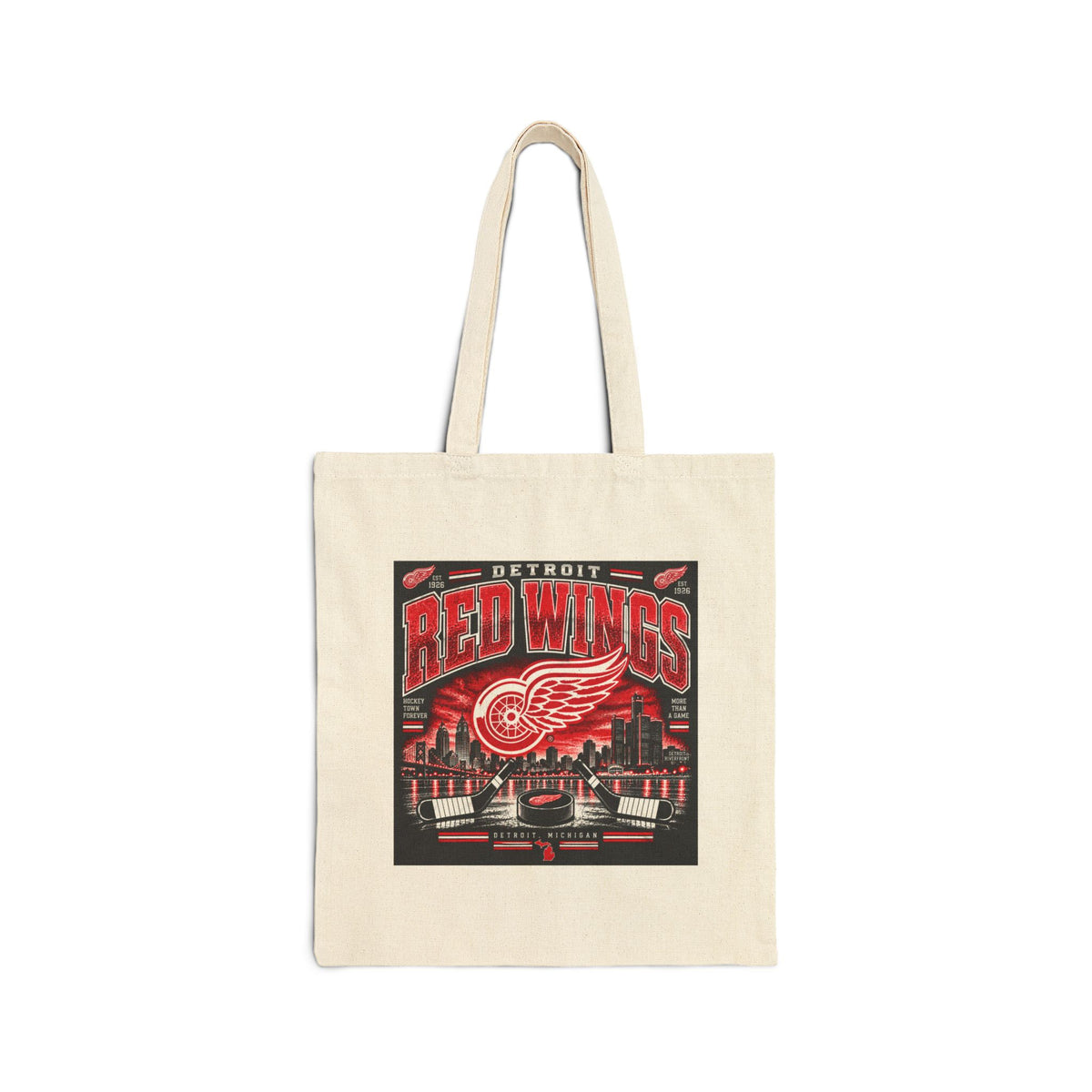 Detroit Red Wings Hockey Skyline - Canvas Tote