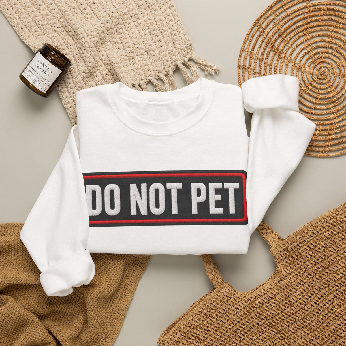Do Not Pet - Service Dog Patch - Crewneck Sweatshirt