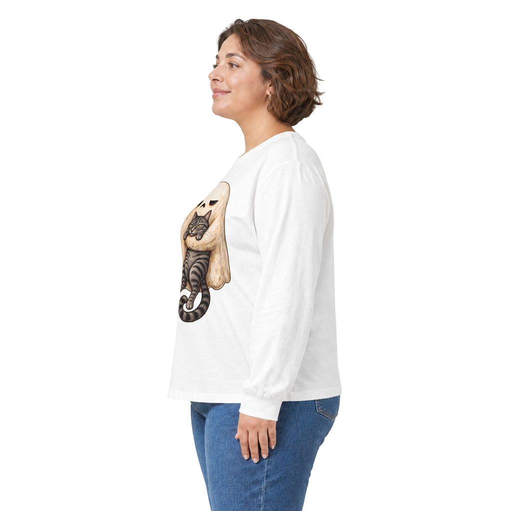 Meh Ghost and Gray Tabby Cat - Unisex Ultra Cotton Long Sleeve Tee