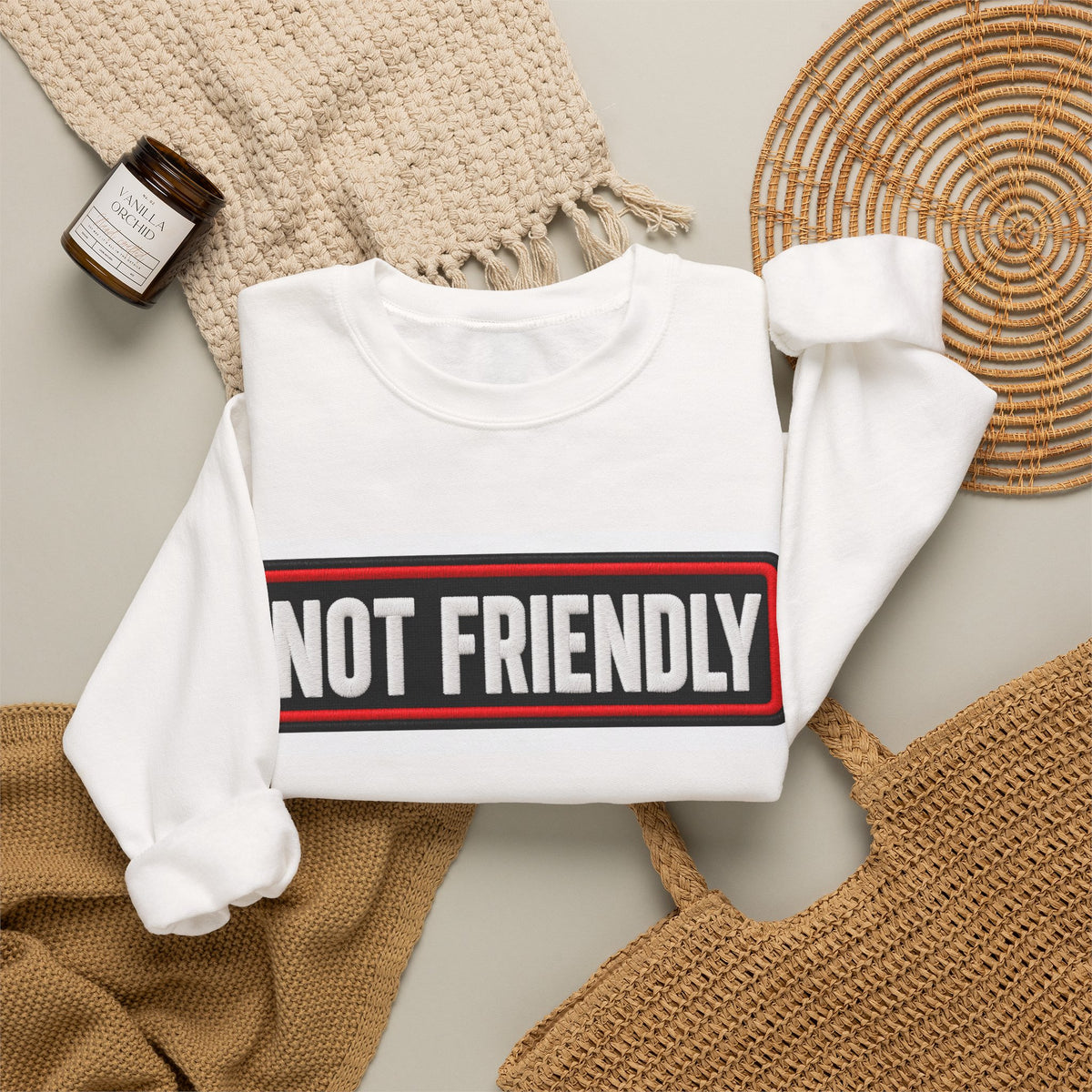 Not Friendly - Service Dog Patch - Crewneck Sweatshirt