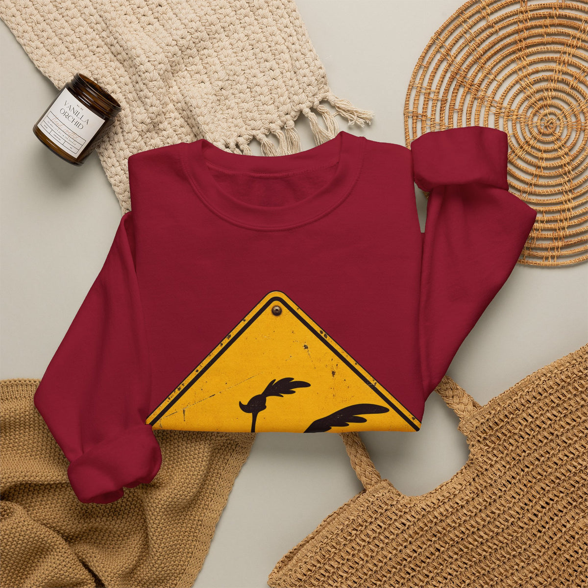 Roadrunner Yellow Diamond Sign - Crewneck Sweatshirt