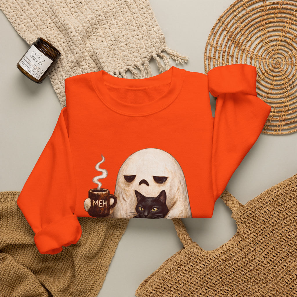 Meh Ghost and Black Cat - Crewneck Sweatshirt