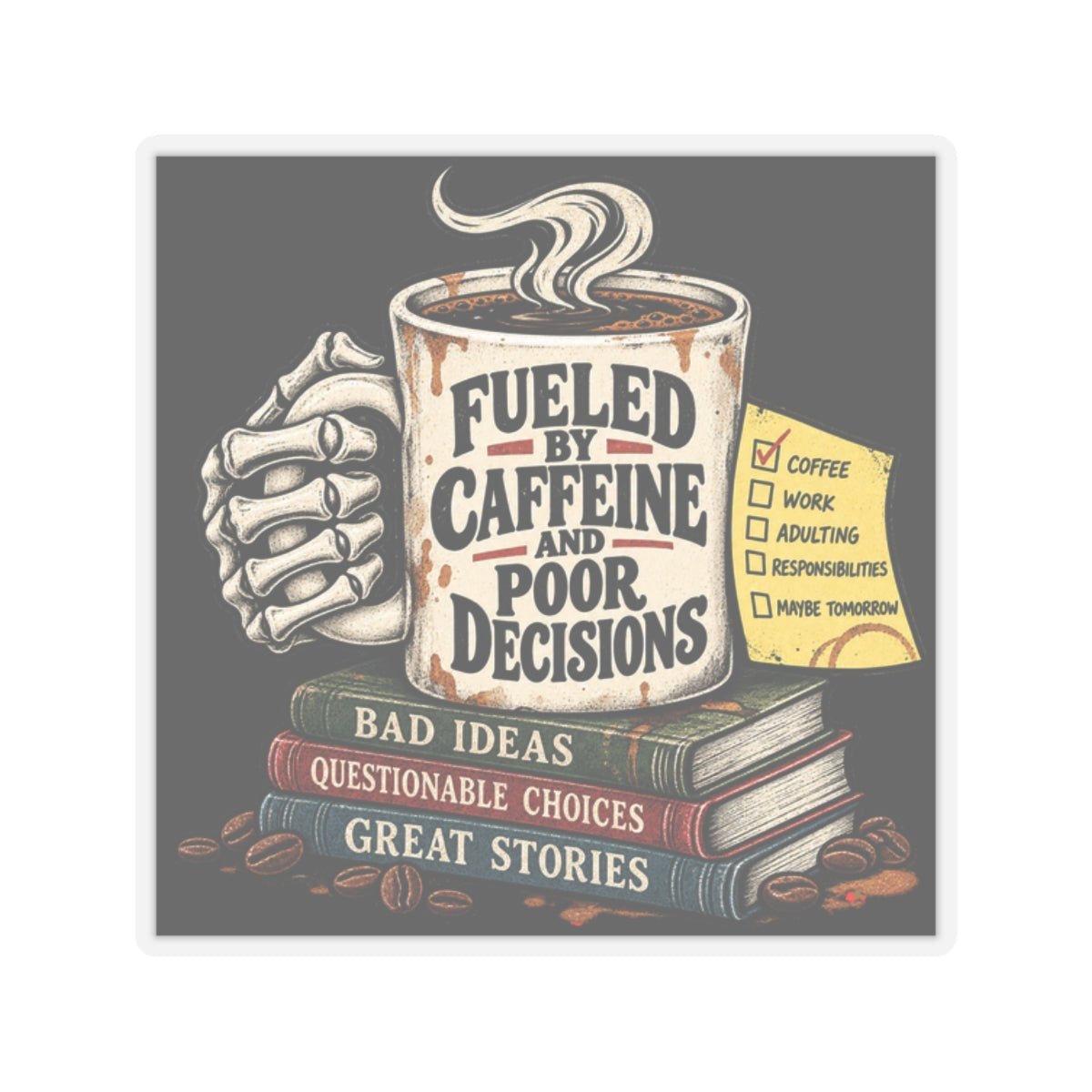 Fueled by Caffeine - Kiss-Cut Sticker