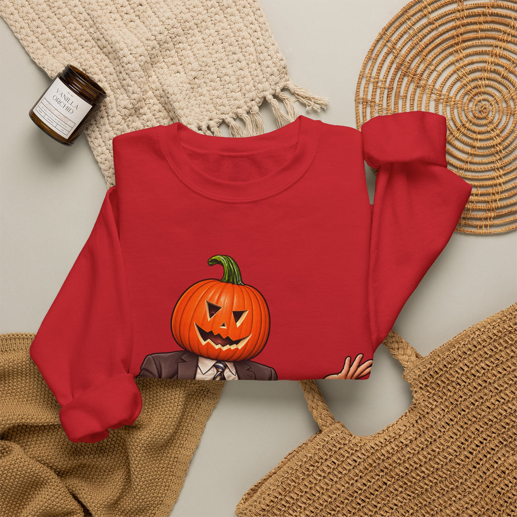 Pumpkin Head Office Cartoon - Crewneck Sweatshirt