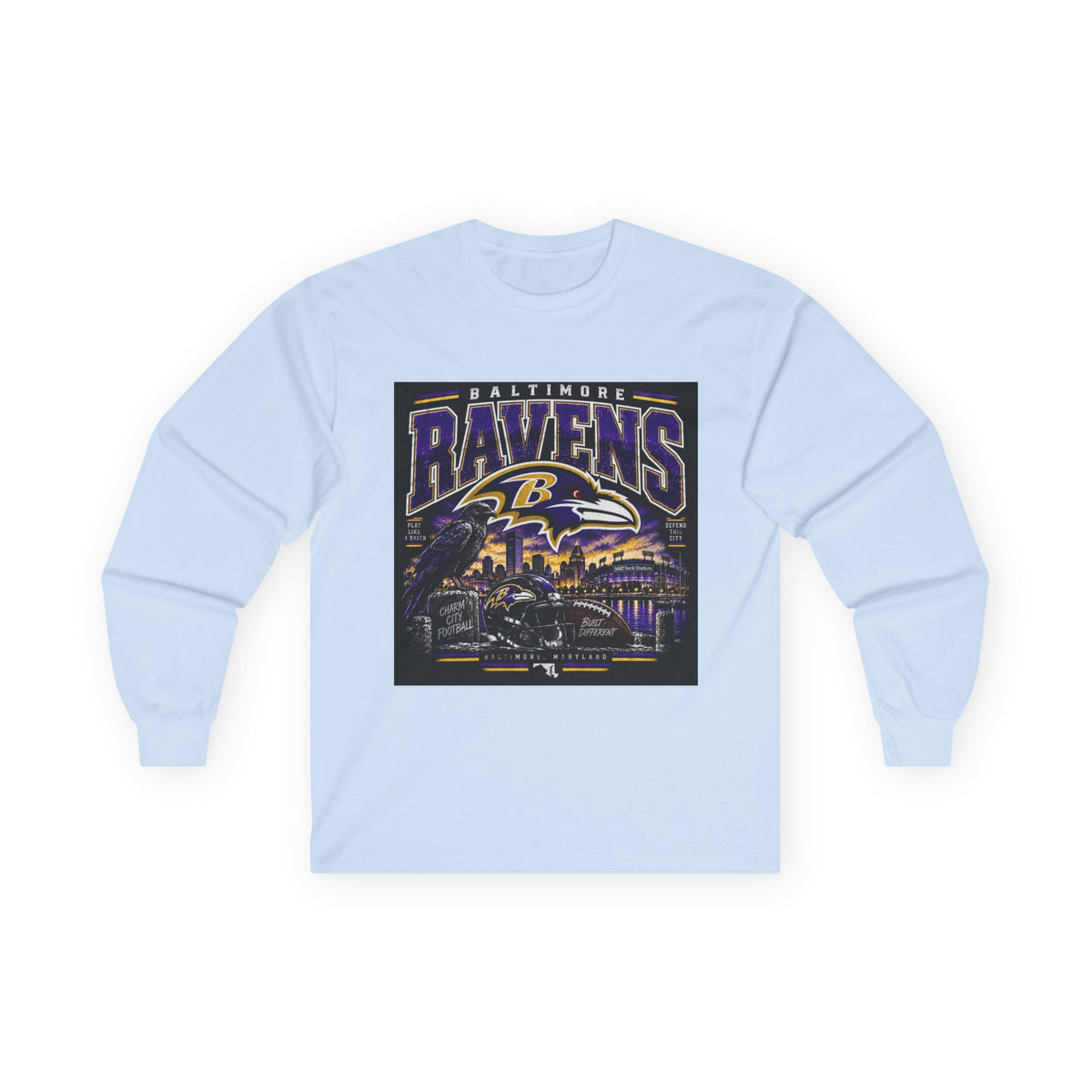 Baltimore Ravens Skyline Tee - Unisex Ultra Cotton Long Sleeve Tee