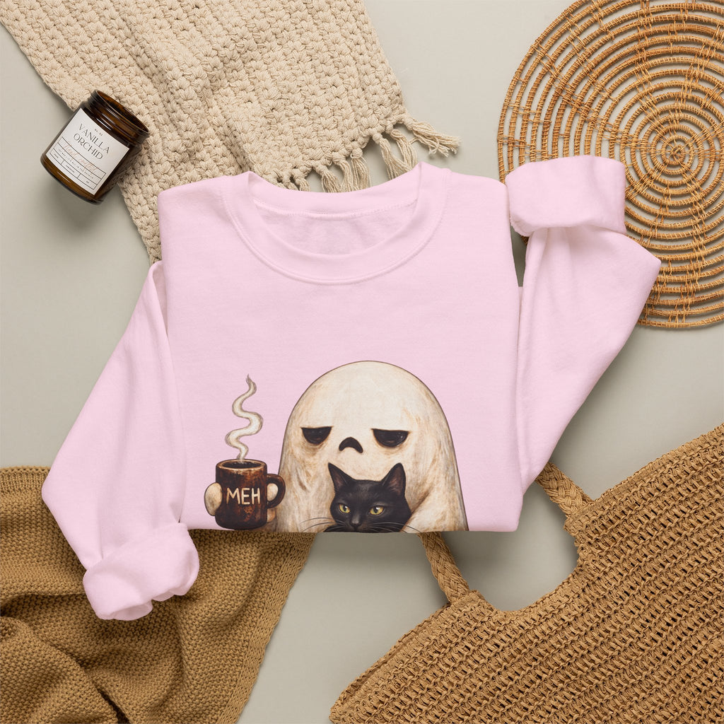Meh Ghost and Black Cat - Crewneck Sweatshirt