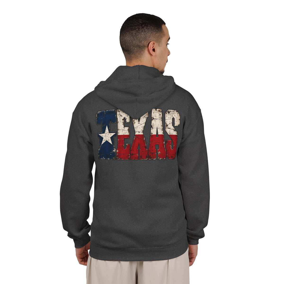 Texas Flag Block Letters - Full-Zip Hooded Sweatshirt