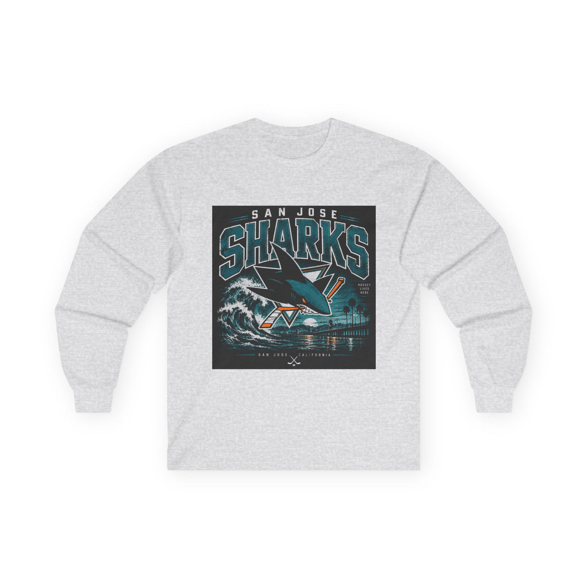 Sharks Wave Hockey Tee - Unisex Ultra Cotton Long Sleeve Tee