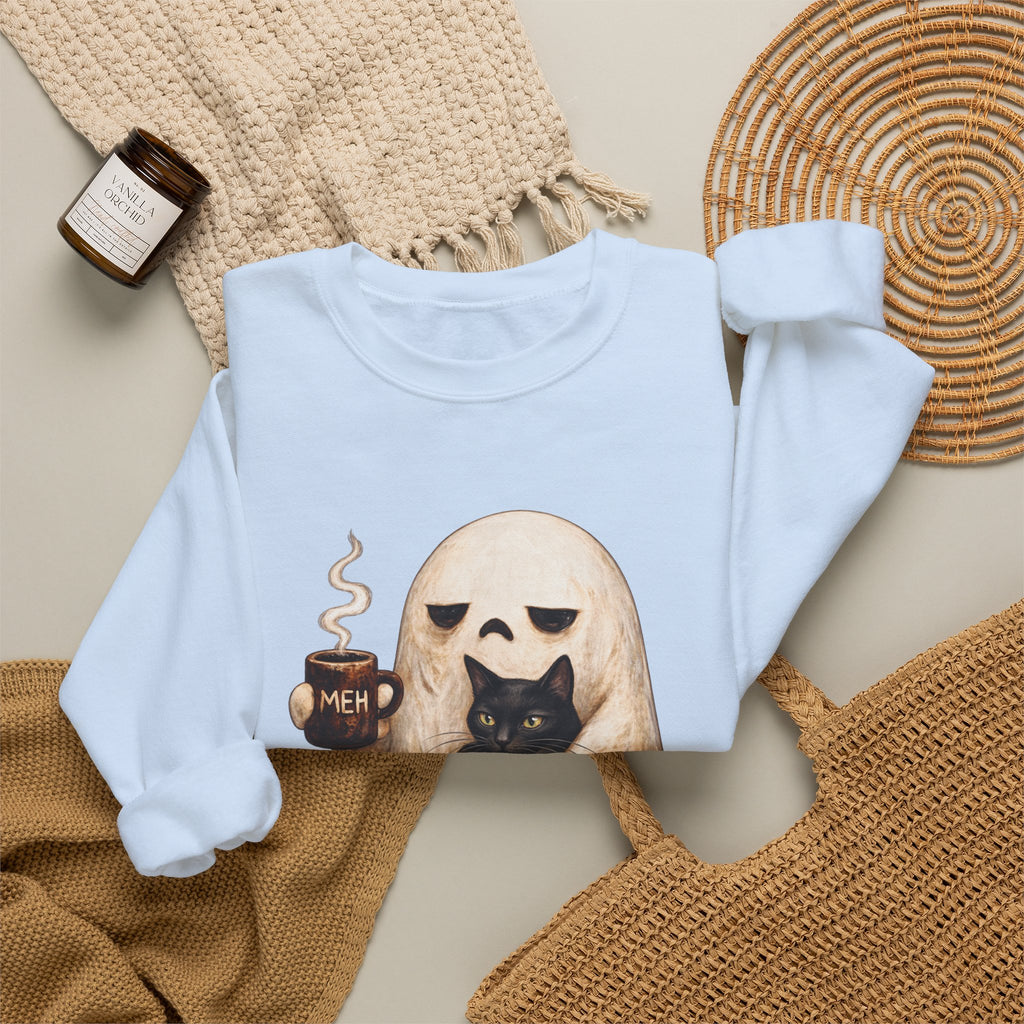 Meh Ghost and Black Cat - Crewneck Sweatshirt