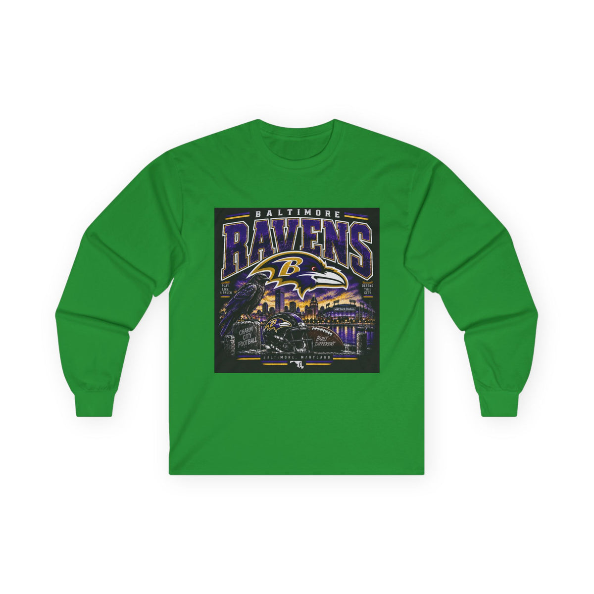 Baltimore Ravens Skyline Tee - Unisex Ultra Cotton Long Sleeve Tee