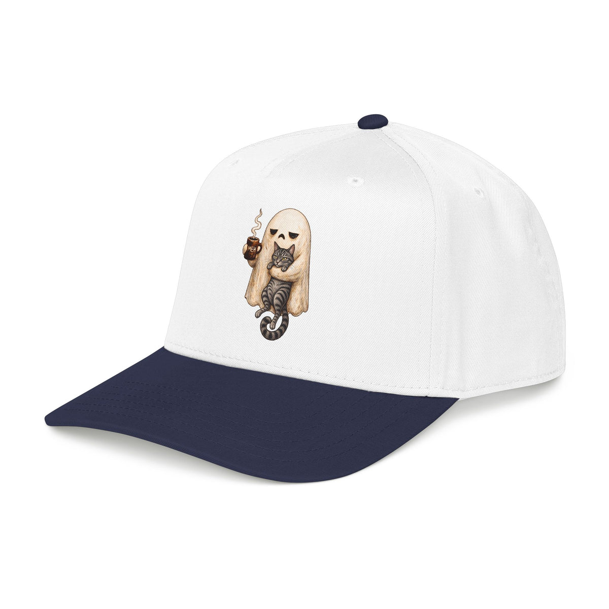 Meh Ghost and Gray Tabby Cat - OTTO Baseball Hat
