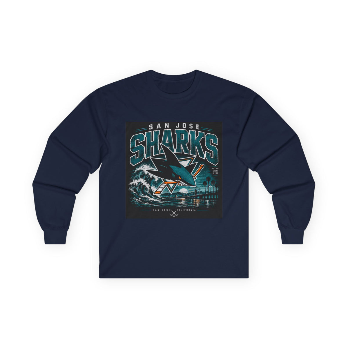 Sharks Wave Hockey Tee - Unisex Ultra Cotton Long Sleeve Tee