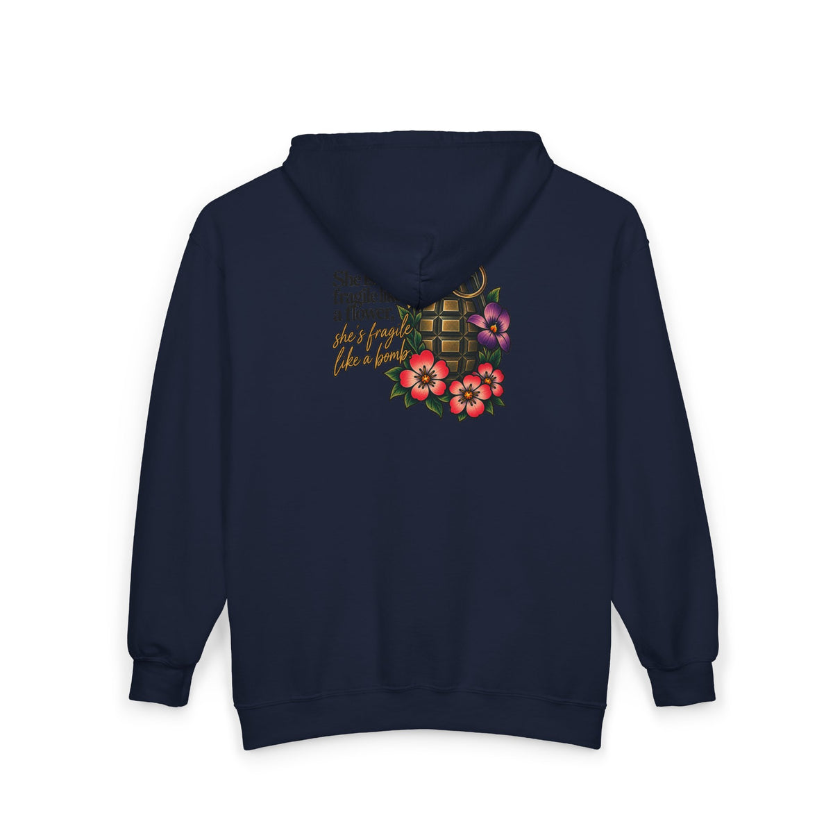 Fragile Like a Bomb - Floral Grenade - Full-Zip Hooded Sweatshirt