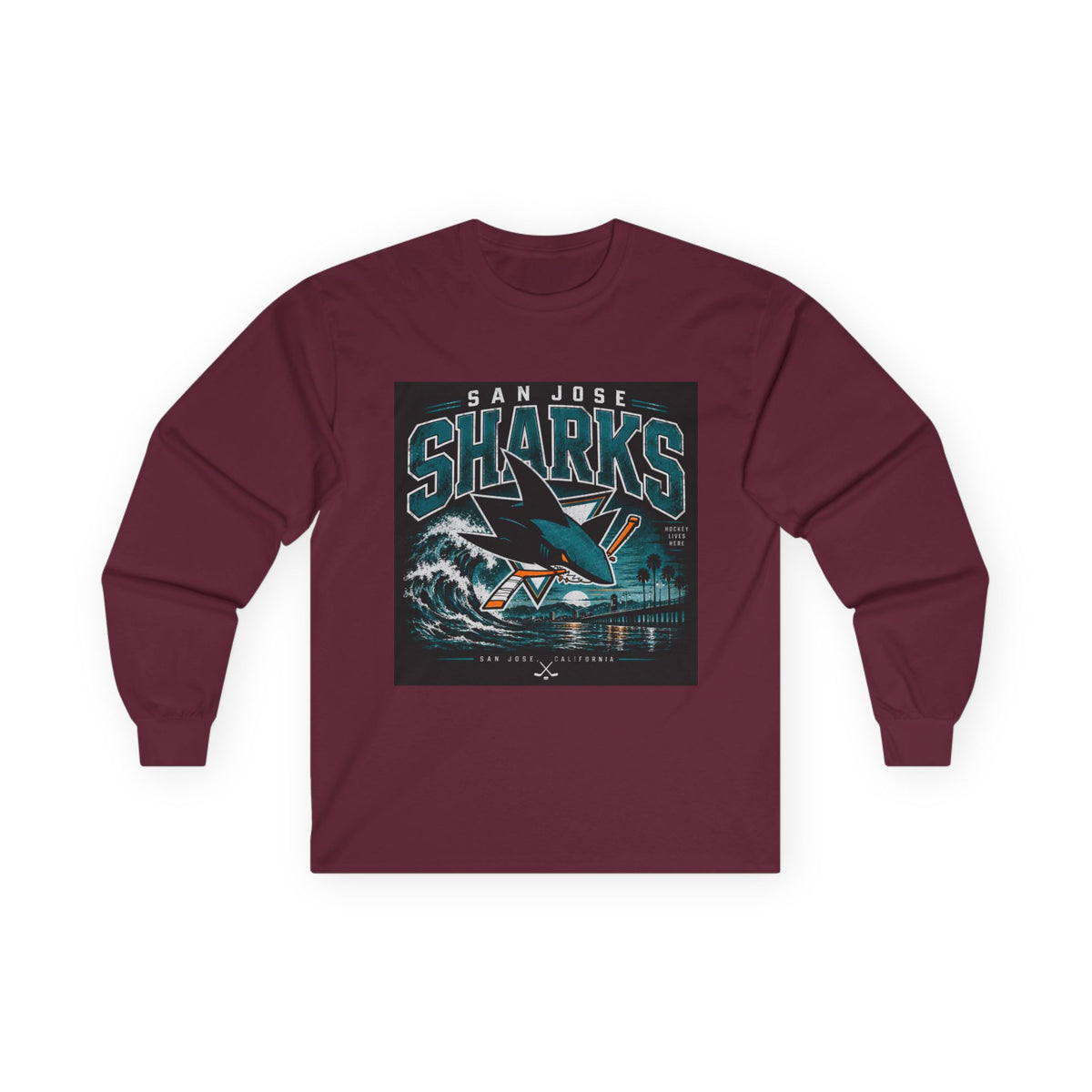 Sharks Wave Hockey Tee - Unisex Ultra Cotton Long Sleeve Tee
