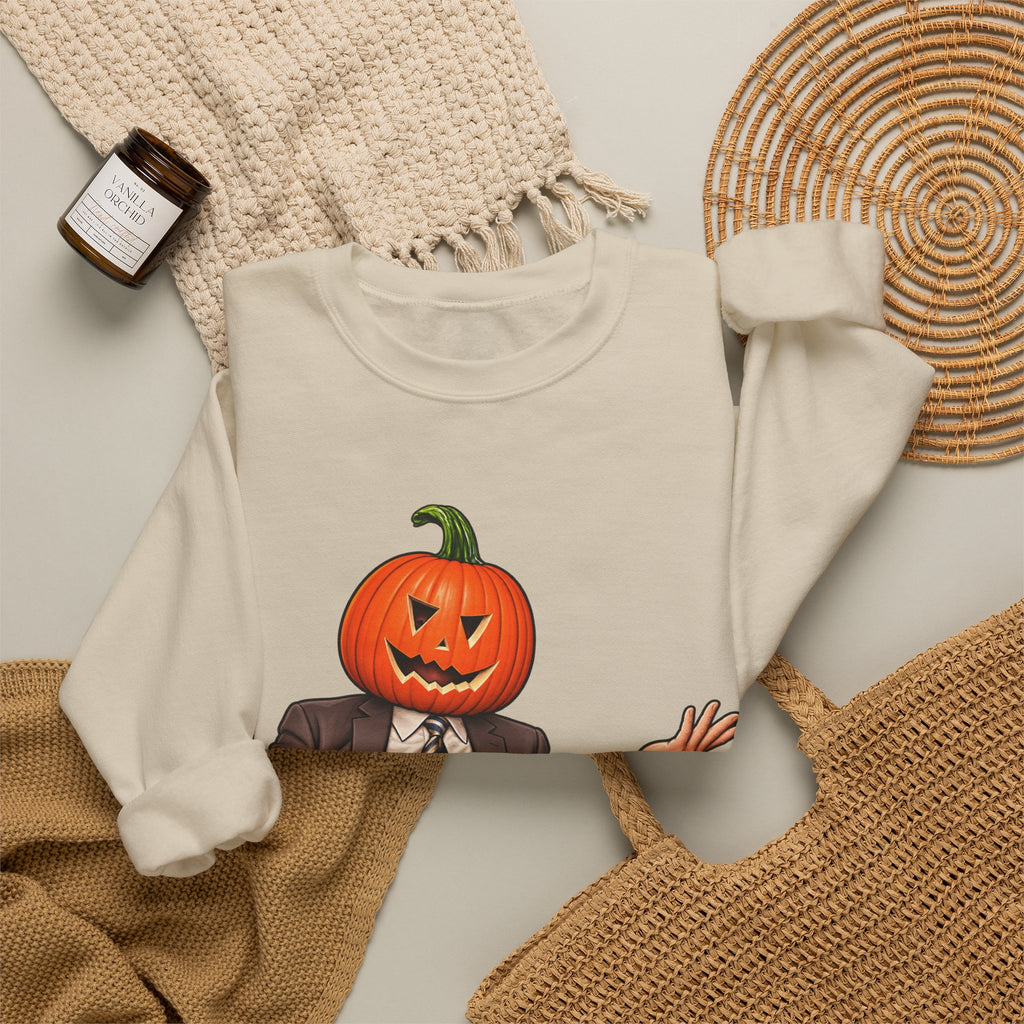Pumpkin Head Office Cartoon - Crewneck Sweatshirt