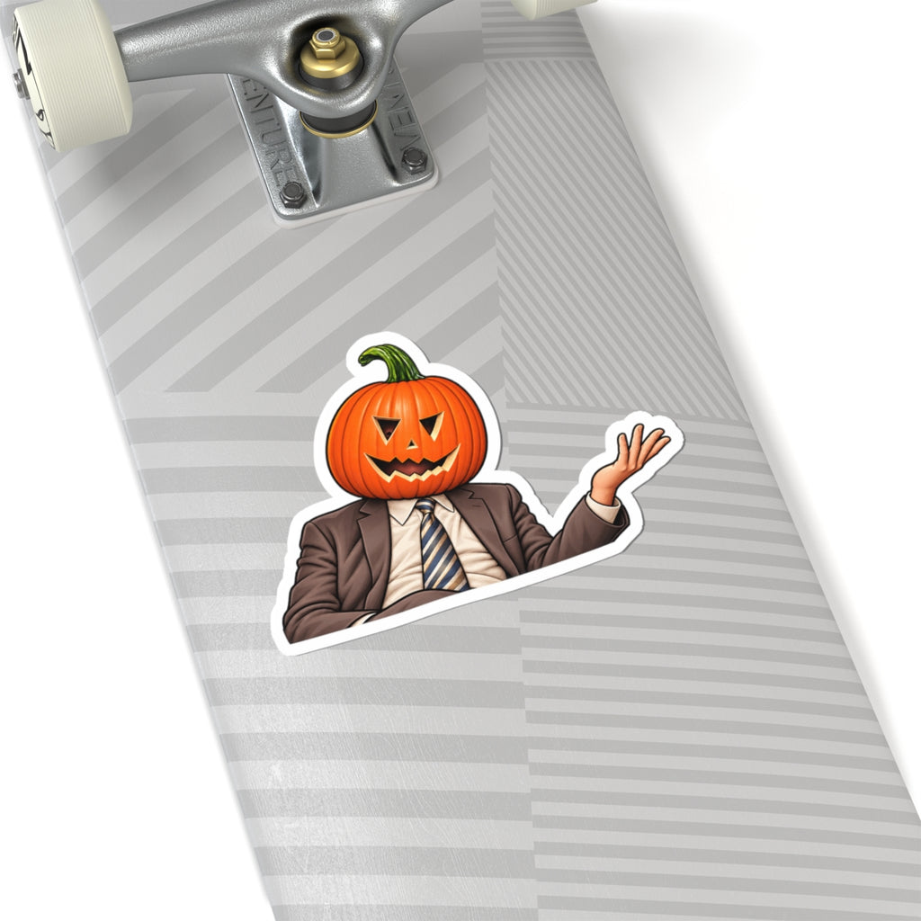 Pumpkin Head Office Cartoon - Kiss-Cut Sticker