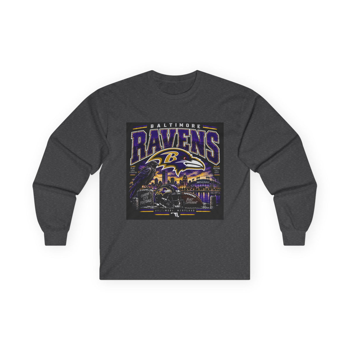 Baltimore Ravens Skyline Tee - Unisex Ultra Cotton Long Sleeve Tee