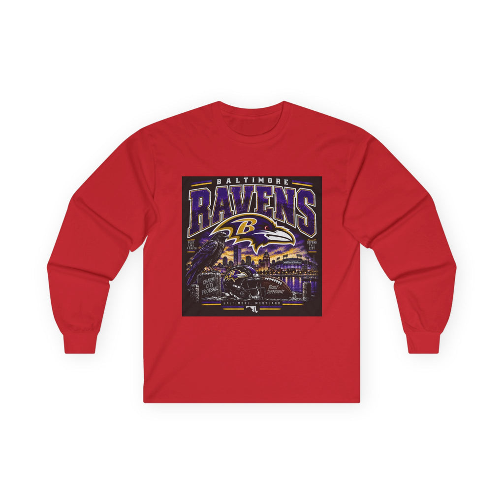 Baltimore Ravens Skyline Tee - Unisex Ultra Cotton Long Sleeve Tee
